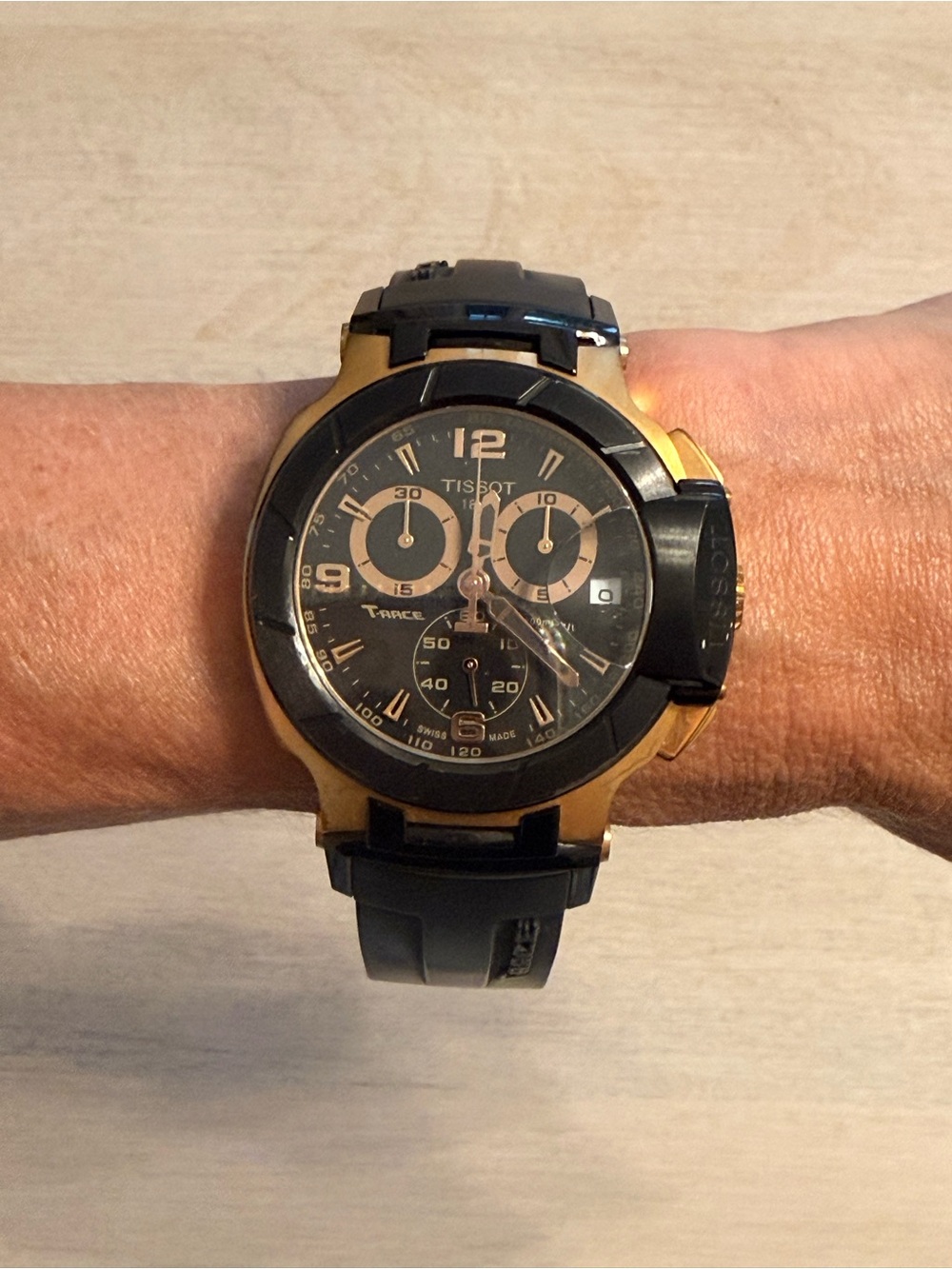 Tissot Men's Black and Gold Sport Chronograph Watch